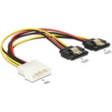DeLOCK Power Molex 4-pin male > 2 x SATA 15-pin splitterkabel Zwart/rood, 0,2 meter