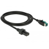 DeLOCK PoweredUSB kabel male 12 V > 2 x 4 pin male voor POS printers en terminals Zwart, 2 meter