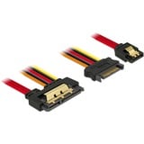 DeLOCK SATA 7-Pin + 15-Pin > SATA 22-Pin adapter Zwart/rood, 0,3 meter