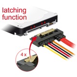 DeLOCK SATA 7 pin + Molex 4 pin power plug > SATA 22 pin haaks adapter Zwart/rood