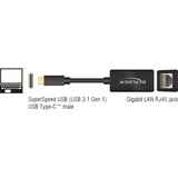 DeLOCK SuperSpeed USB-C (USB 3.1 Gen 1) male > Gigabit LAN 10/100/1000 Mbps compact adapter Zwart, 0,135 meter