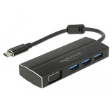 DeLOCK USB-C naar 3x USB-A + VGA adapter Zwart