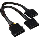 Sharkoon 5,25" 4-pin (male) naar 5,25" 4-pin (female) Y-stroomsplitterkabel Zwart, 15 centimeter