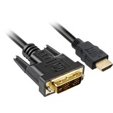 Sharkoon HDMI naar DVI-D adapterkabel Zwart, 2 meter, Single-Link