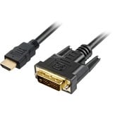 Sharkoon HDMI naar DVI-D adapterkabel Zwart, 2 meter, Dual-Link