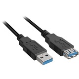 Sharkoon USB 3.0 Verlengkabel Zwart, 1 meter