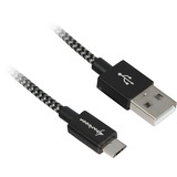 Sharkoon USB-A 2.0 naar Micro-USB-B kabel Zwart/grijs, 2 meter