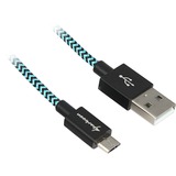 Sharkoon USB-A 2.0 naar Micro-USB-B kabel Zwart/lichtblauw, 0,5 meter