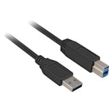 Sharkoon USB-A 3.2 Gen 1 naar USB-B kabel Zwart, 2 meter