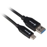 Sharkoon USB-A 3.2 Gen 2 naar USB-C kabel Zwart, 0,5 meter	