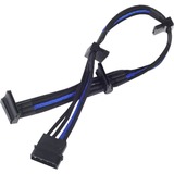 SilverStone Adapter 4-Pin Molex > 4x 15-Pin SATA 30cm Zwart/blauw, PP07-BTSBA