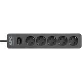 APC PME5B-GR stekkerdoos met overspanningsbeveiliging stekkerdoos Zwart, 5x stopcontact