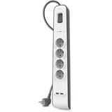 Belkin Spanningsbeveiliger met 4 stopcontacten en 2 USB-poorten  stekkerdoos Grijs/wit