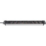 Brennenstuhl Alu-Line 19" 9x stekkerdoos Zilver/zwart, 1390007009, voor 9 stekkers