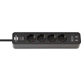 Brennenstuhl Ecolor stekkerdoos 4-voudig + 2x USB stekkerdoos Zwart