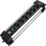 Brennenstuhl Premium-Alu-Line 6x stekkerdoos Zwart/zilver, 1391000016, voor 6 stekkers