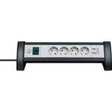Brennenstuhl Premium Office-Line stekkerdoos 4-voudig + 2x USB stekkerdoos Zwart/lichtgrijs, 1,8 meter
