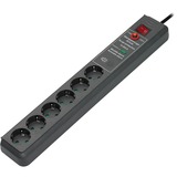Brennenstuhl Secure-Tec 19500A +surge protection 6x 6-voudige stekkerdoos Antraciet, 6x stekker, 1159540376, voor 6 stekkers