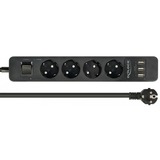 DeLOCK 4-weg stekkerdoos met USB-poorten stekkerdoos Zwart