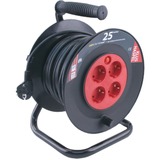 ETM Kabelhaspel, 25m, 4x geaard Blauw/rood, voor 4 stekkers