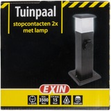 Exin Tuinpaal 2-voudig stekkerdoos Zwart
