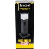 Exin Tuinpaal 2-voudig stekkerdoos Zwart