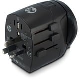 HP Reisadapter World Plug Zwart, 2x USB