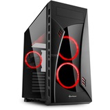 Sharkoon NIGHT SHARK Red Tower-behuizing Zwart | USB 2.0 | USB 3.0 | Window-kit