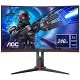 AOC C32G2ZE/BK 32" Curved gaming monitor Zwart/rood, 2x HDMI, DisplayPort, 240 Hz