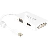 DeLOCK Adapter Mini DisplayPoort naar VGA/HDMI/DVI Wit, 62630, 0,16 meter