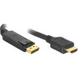 DeLOCK DisplayPort > High Speed HDMI Kabel 3m adapter Zwart, Passief, 4K, Verguld