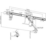 Neomounts Select NM-D775DX3SILVER flatscreen bureausteun bevestiging Zilver