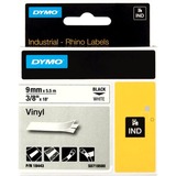 Dymo IND vinyllabels 9mm x 5,5m printlint 18443, Zwart op wit