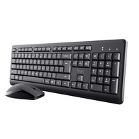 Trust Primo Draadloos Toetsenbord en Muis Set desktopset Zwart, US lay-out (QWERTY), 100%, Stille Toetsen 