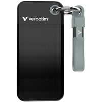 Verbatim Pocket 1 TB externe SSD Zwart/grijs, USB-C 3.2 Gen 2 (10 Gbit/s), Incl. met sleutelhanger en kabelbevestiging