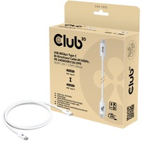 Club 3D Gecertificeerde USB-C kabel Wit, 1,2 meter, 240 W