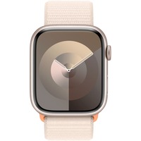 Apple Watch Series 9 smartwatch Sterrenlicht, Aluminium, 45 mm, Geweven sportbandje, GPS + Cellular