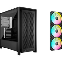 Corsair FRAME 4000D + iCUE LINK LX120 RGB Triple Pack bundel midi tower behuizing Zwart | 2x USB-A | 1x USB-C | Tempered Glass