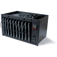 DSI 6U 19" laptopkast met scalergy-tab laptoplade voor 10 laptops tot 11" oplaadstation 6U