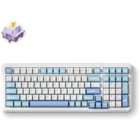 MCHOSE K99 Sky Blue Hyacinth Wireless Gasket Mount Mechanical, toetsenbord Wit/blauw, US lay-out, KTT Hyacinth, 98%, RGB, Hot swap, Double-Shot PBT, draadloos / Bluetooth / USB-C