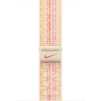 Apple Geweven sportbandje van Nike - Sterrenlicht/roze (45 mm) armband Wit/roze