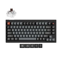 Keychron V1W-D3 8K QMK Wired Custom Mechanical Keyboard Zwart, US lay-out (QWERTY), Keychron Super Brown, 75%, RGB leds, Double-shot PBT, hot swap, 8K, Knop