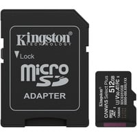Kingston Canvas Select Plus 512 GB MicroSDXC geheugenkaart Zwart, UHS-I U3, Class 10, V30, Incl. SD Adapter