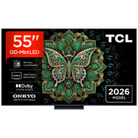 TCL 55MQLED75L QD-Mini LED 4K Ultra HD Smart TV 55" Zwart, 4x HDMI, LAN, Wi-Fi 5, Bluetooth 5.4, USB-A
