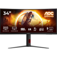 AOC CU34G4 34" Curved UltraWide gaming monitor Zwart/rood, 180 Hz, HDMI, DisplayPort, AMD FreeSync