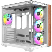 Thermaltake  midi tower behuizing Wit/houtkleur | 2x USB-A | 1x USB-C | RGB | Window