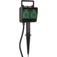 Brennenstuhl Tuincontactdoos met aardspies 1154430 2-voudige stekkerdoos Zwart, 2x stekker, 1,4 meter, IP44