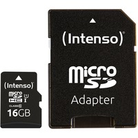 Intenso UHS-I Performance microSDXC 16 GB  geheugenkaart Zwart, Incl. SD adapter, UHS-I U1, Class 10