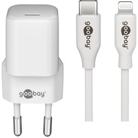 goobay Lightning/USB-C PD oplaad set Nano (20 W)  oplader Wit, 1 meter