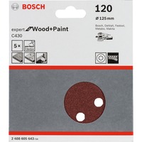 Bosch Schuurpapier C430 Expert voor Hout en Verf, 125mm, K120 5 stuks